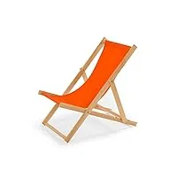 impwood chaise longue de jardin en bois, fauteuil de relaxation, chaise de plage orange