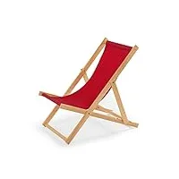 impwood chaise longue de jardin en bois, fauteuil de relaxation, chaise de plage rouge