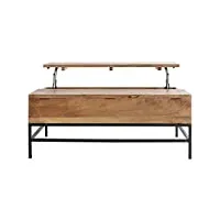 miliboo table basse relevable industrielle bois clair manguier massif et métal noir l110 cm ypster