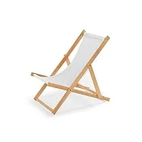 impwood chaise longue de jardin en bois, fauteuil de relaxation, chaise de plage weiß