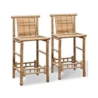 vidaxl 2x tabouret de bar bambou salle à manger cuisine bistrot chaise haute