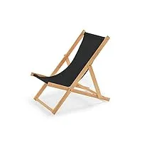 impwood chaise longue de jardin en bois, fauteuil de relaxation, chaise de plage noir