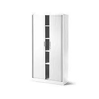 jan nowak armoire rideaux de bureau métallique 4 étagères porte roulante tôle d'acier verrouillable 185 cm x 90 cm x 45 cm (blanc)