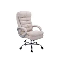 fauteuil de bureau réglable en hauteur xxl vancouver tissu i chaise de bureau à roulette rembourrée confortable avec accoudoirs i couleur:, couleur:crème