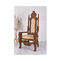 fauteuil lion kingchair thron en alcantara mar001 palazzo avec accoudoirs en bois d'acajou