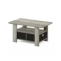 furinno table basse avec tiroir à poubelle, chêne français gris/noir, bois dense, french oak grey/black, taille unique