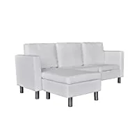 vidaxl canapé d'angle 3 places modulable cuir artificiel blanc canapé de salon
