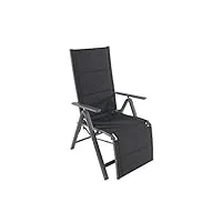 greemotion chaise relax de jardin grenada – chaise longue de jardin avec dossier réglable – fauteuil multiposition noir – bain de soleil ajustable – transat inclinable avec accoudoir et repose pied