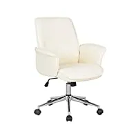 sixbros. chaise de bureau fauteuil de bureau cuir synthétique blanc cassé 0704m/2491