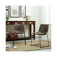roundhill meubles lotusville vintage cuir pu chaises de salle à manger