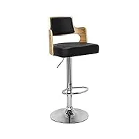 menzzo lot de 2 chaises de bar russel chêne clair & noir, cuir, clair/noir, 46x44x88 cm