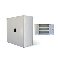 vidaxl armoire rangement 2 portes acier gris meuble de bureau classeur
