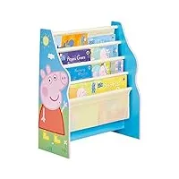 peppa pig - bibliothèque à pochettes- rangement de livres pour chambre d’enfant, rose, 60 x 51 x 23 cm