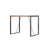 meubletmoi table haute de bar h 93cm style industriel en bois d'acacia massif et métal – collection workshop