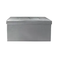 promobo - pouf coffre de rangement banc de lit capiton simili cuir gris 38 x 38 x 76cm