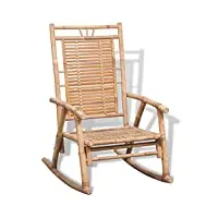 vidaxl chaise à bascule en bambou fauteuil jardin véranda extérieur intérieur