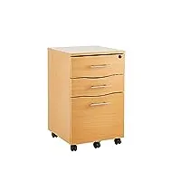 mmt furniture designs caisson de bureau à roulettes - meuble de rangement à tiroirs en bois pour documents et fichiers - paquet plat - armoire de bureau verrouillable avec 3 tiroirs(42w x 44d x 68h)cm