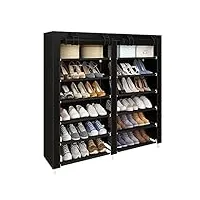 udear 12 shelves armoire/meuble à chaussures avec housse en toile 7 couches étagère chaussures avec zip noir