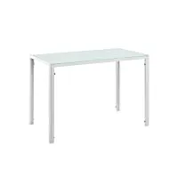 table de salle à manger design meuble minimaliste pour cuisine salon plateau en verre pieds en acier 105 x 60 x 75 cm blanc
