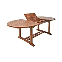deuba table de jardin vanamo en bois d'eucalyptus 200x100x74cm table extensible avec rallonge pour extérieur terrasse