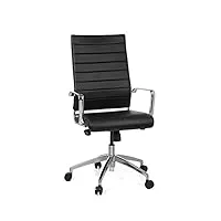 hjh office 720060 pontera pro fauteuil de bureau en cuir synthétique avec accoudoirs chromés et croisillons à bascule avec verrouillage noir