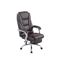 clp fauteuil de bureau pacific en similicuir i chaise de bureau moderne hauteur réglable et pivotante i repose-pieds téléscopique i accoudoirs, couleur:marron