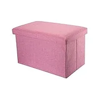 intirilife pouf pliable 78x38x38 cm en rosa cerisier – boîte de rangement décorative en tissu aspect lin pour gagner de l'espace – tabouret coffre siège