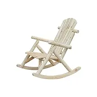 outsunny fauteuil de jardin adirondack à bascule rocking chair style néo-rétro assise dossier ergonomique bois naturel de pin