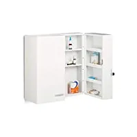 relaxdays armoire à pharmacie xxl en métal acier 2 portes fermables blanc 11 compartiments hxlxp: 53 x 53 x 20 cm, blanc