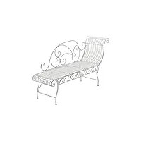 clp banc de jardin karma en fer forgé - banc avec récamière - banquette de jardin style romantique - chaise longue de jardin en fer - couleur: blanc