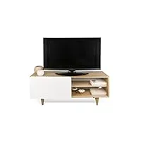symbiosis nyla meuble tv, chêne et blanc, 120x34x50 cm