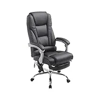 fauteuil de bureau pacific en similicuir avec fonction de massage i chaise de bureau a roulettes réglable i ergonomique avec repose-pieds, couleur:noir