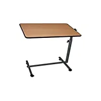 queraltó table d'appoint à roulettes, pour lit et canapé, réglable en hauteur, plateau inclinable, couleur bois marron mesa easy 40 x 60 x 70/105 cm