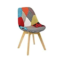 woltu 1 x chaise salle à manger chaise de cuisine en lin + bois,multicolore bh29mf-1