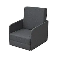 vidaxl fauteuil convertible pour salon bureau 59,5x72x72,5 cm tissu gris foncé