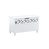 banc-coffre en bois millie i meuble de rangement blanc avec coffre de rangement et couvercle i banquette de couloir i design rustique, couleur:blanc