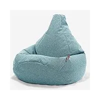 lounge pug, pouf fauteuil gamer, poire, interalli laine aqua