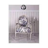 palazzo cat521k33 fauteuil baroque en toile de jouy avec trône rembourré style shabby chic