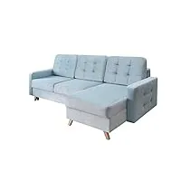 meublo canapé d'angle convertibles 4 place tissu style scandinave carla (canapé d'angle droit, bleu)