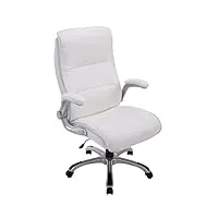 clp chaise de bureau villach xxl en similicuir i fauteuil de travail rembourré avec accoudoirs rabattables i fauteuil ergonomique a roulettes, couleur:blanc