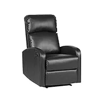 svita relaxdays fauteuil de relaxation en cuir synthétique avec repose-pieds et fonction couchage réglables