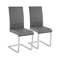 tectake lot de 2 chaise de salle à manger chaise cantilever | diverses couleurs et modèles au choix - (2x gris | no. 402551)