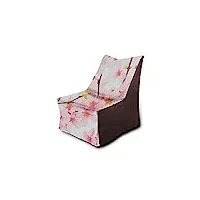 pouf beanbag fauteuil imprimé fleur almendro 75 x 75 cm (café)