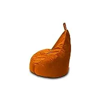 pouf beanbag gamer en velours chenille déhoussable 90 x 90 cm (orange)