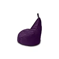 pouf beanbag gamer velours chenille déhoussable 90 x 90 cm (violet)