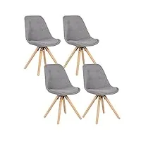 woltu lot de 4 chaises de salle à manger chaises de cuisine en lin,chaises de relax nouveau design gris bh54gr-4