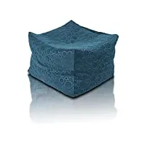 beanbag pouf cube en velours déhoussable 3d xxl 60 x 60 x 45 cm (turquoise)