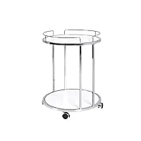 haku möbel table basse sur roulettes, mdf, chrome-blanc, Ø 45 x h 60 cm