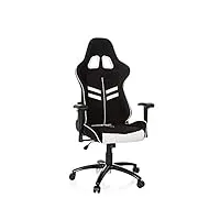 hjh office chaise de gaming league pro i fauteuil de bureau, réglable en hauteur, tissu noir/blanc 729250