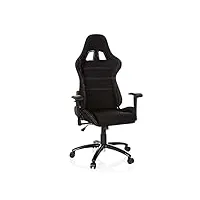 hjh office chaise de gaming game force fauteuil de bureau, réglable en hauteur, dossier inclinable, tissu noir 729300